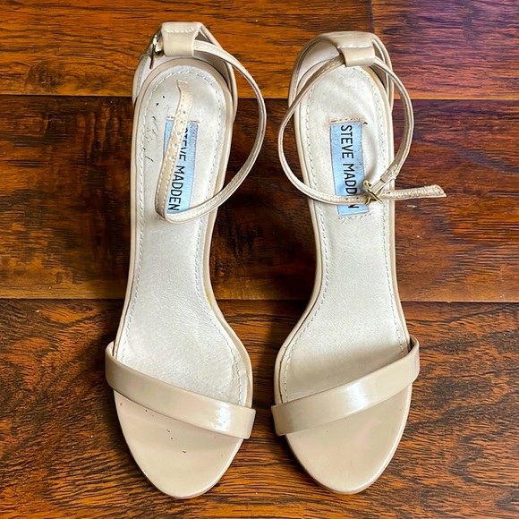 Steve Madden Shoes - STEVE MADDEN Strappy Nude or Beige Sandals Heels Women’s Size 7.5